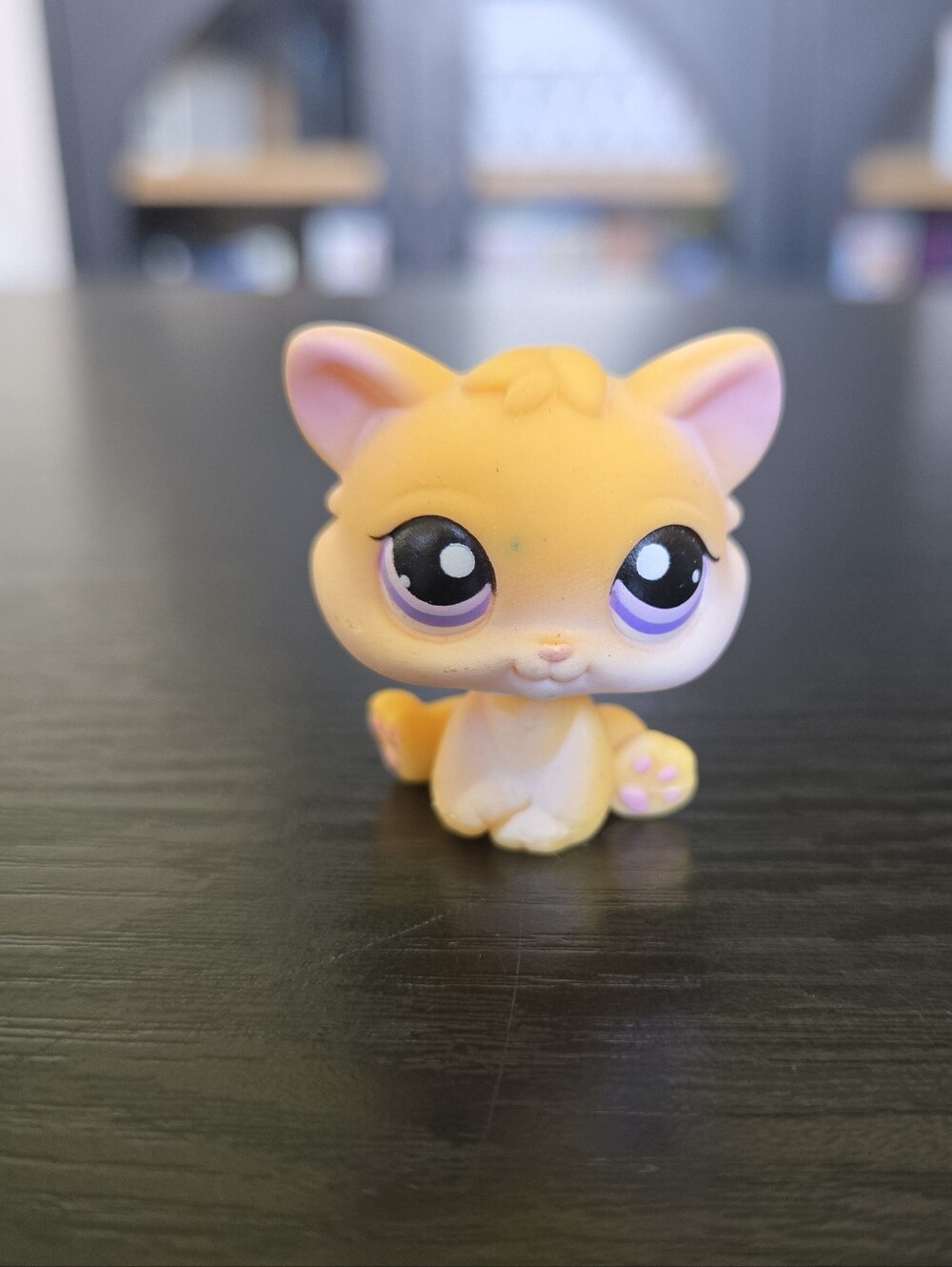 Littlest Pet Shop # 114 Orange White Kitten Purple Eyes